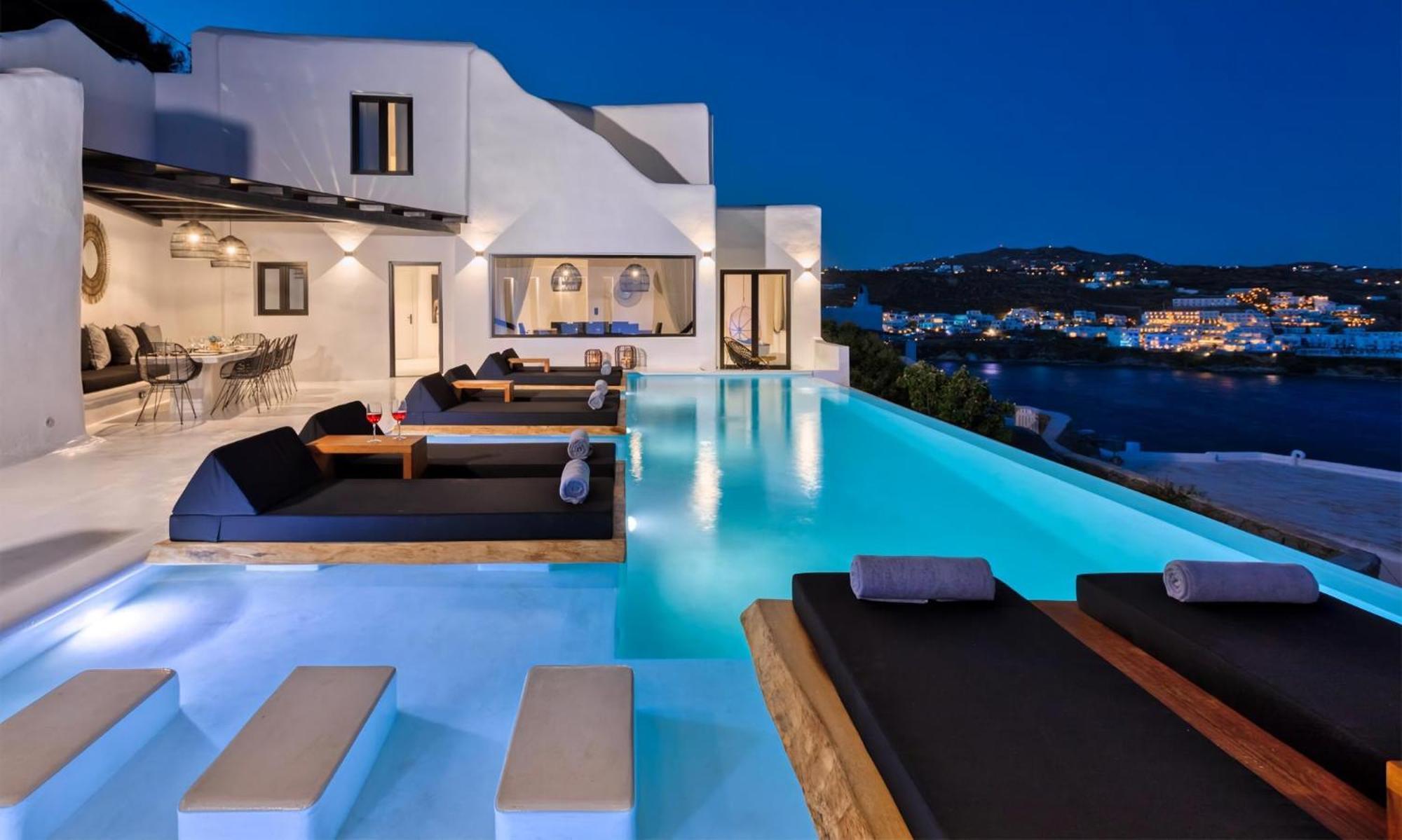 Magnificent Mykonos Rikei 5 Bedrooms Unique Aegean Sea Views Private Infinity Pool Outdoor Jacuzzi Psarou Villa *