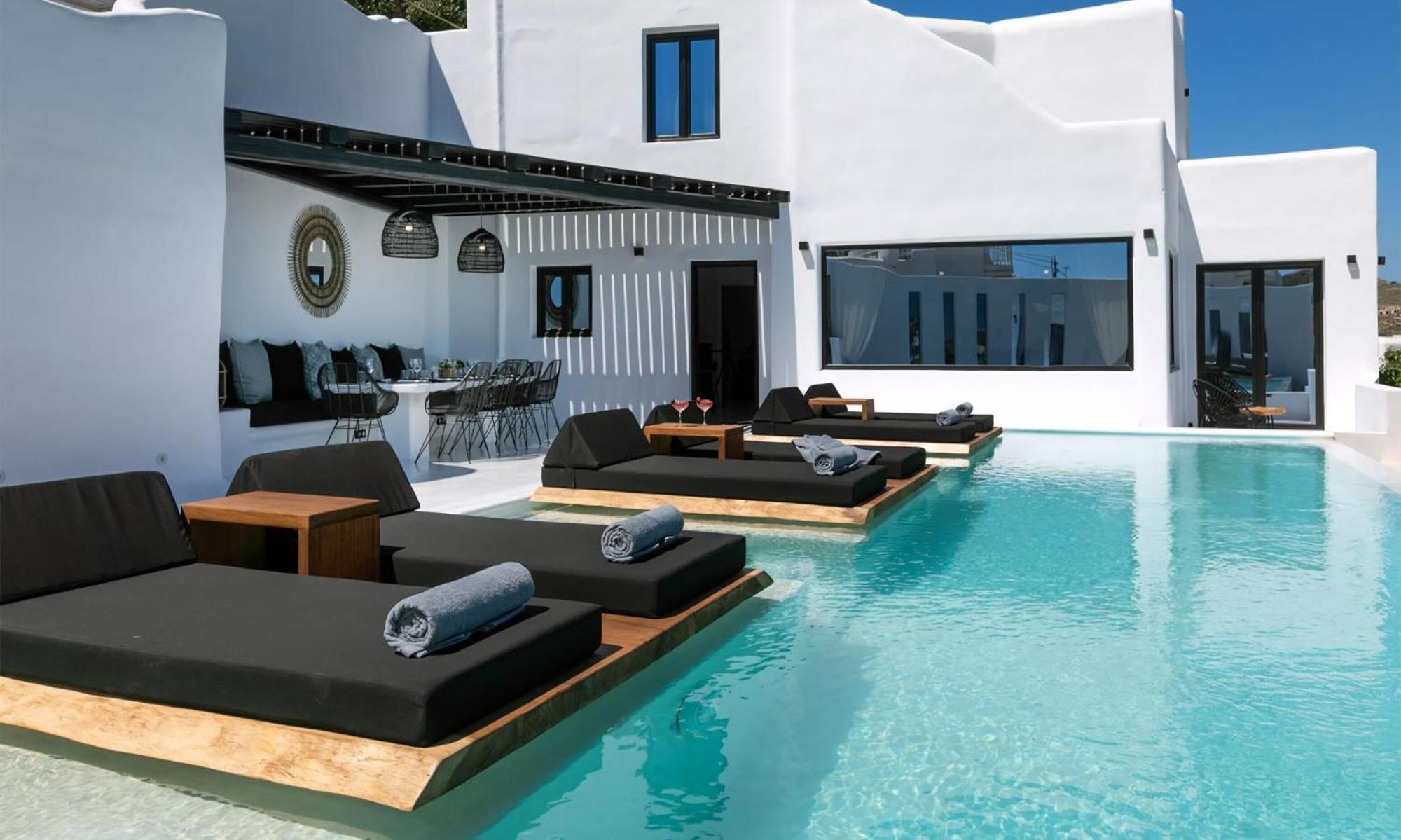 Magnificent Mykonos Rikei 5 Bedrooms Unique Aegean Sea Views Private Infinity Pool Outdoor Jacuzzi Psarou Villa *